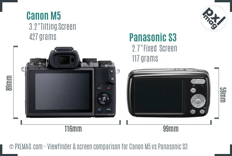 Canon M5 vs Panasonic S3 Screen and Viewfinder comparison