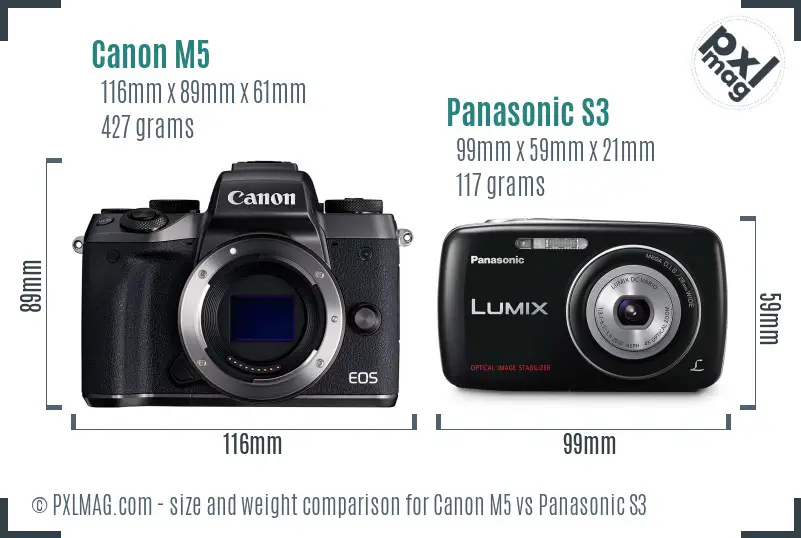 Canon M5 vs Panasonic S3 size comparison