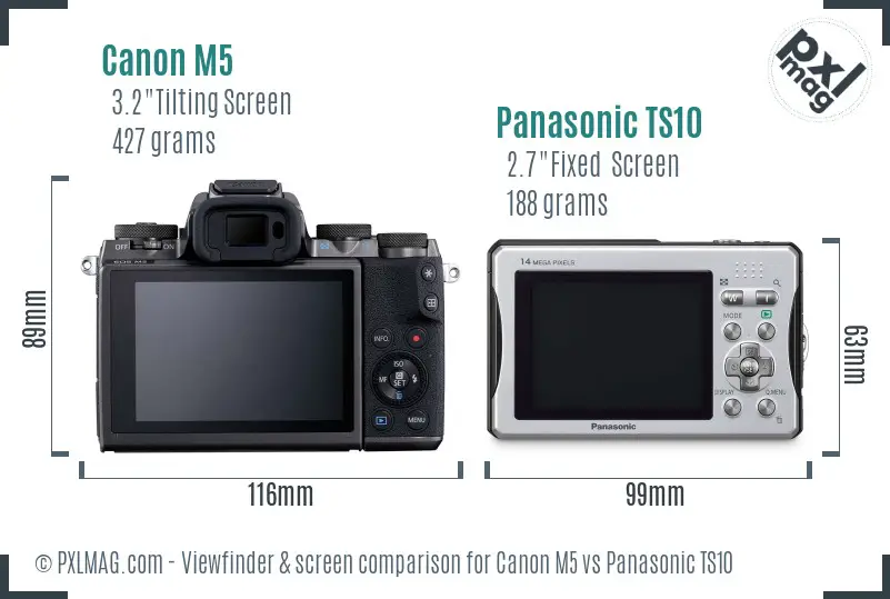 Canon M5 vs Panasonic TS10 Screen and Viewfinder comparison