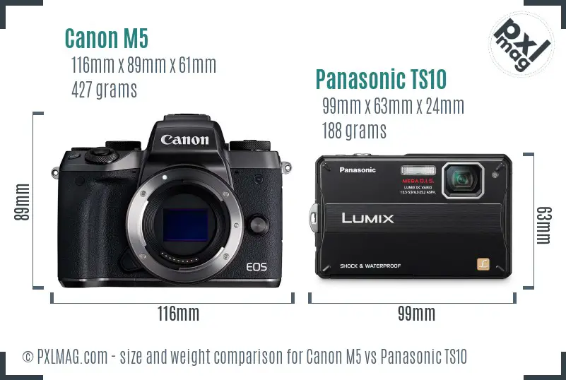 Canon M5 vs Panasonic TS10 size comparison