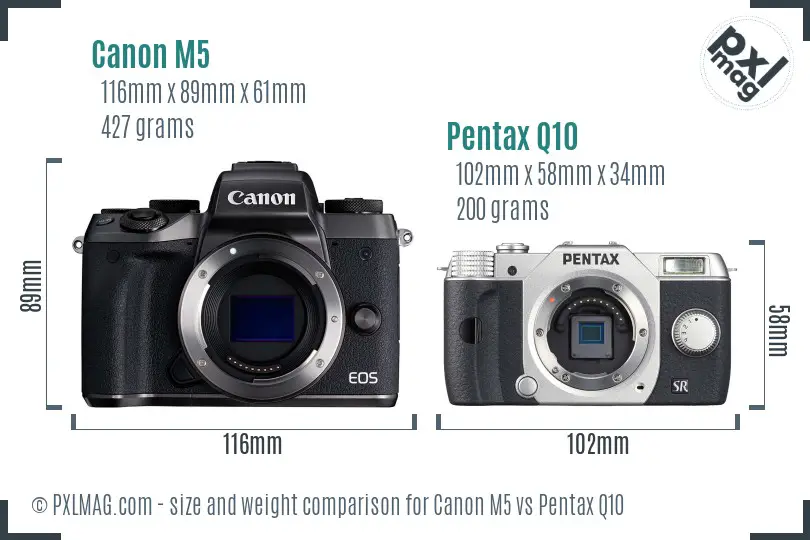 Canon M5 vs Pentax Q10 size comparison Canon M5 vs Pentax Q10 size comparison