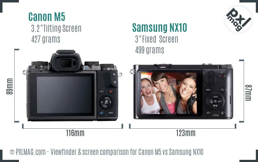 Canon M5 vs Samsung NX10 Screen and Viewfinder comparison