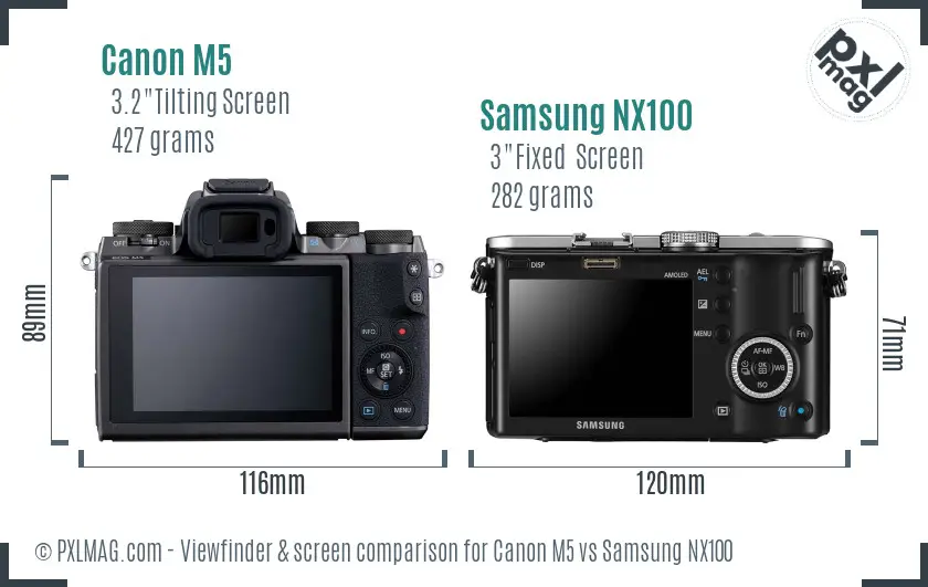 Canon M5 vs Samsung NX100 Screen and Viewfinder comparison