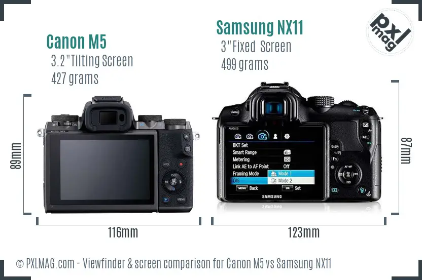 Canon M5 vs Samsung NX11 Screen and Viewfinder comparison Canon M5 vs Samsung NX11 Screen and Viewfinder comparison