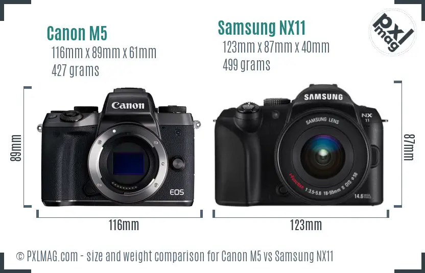 Canon M5 vs Samsung NX11 size comparison Canon M5 vs Samsung NX11 size comparison