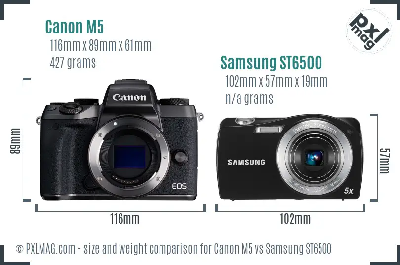 Canon M5 vs Samsung ST6500 size comparison