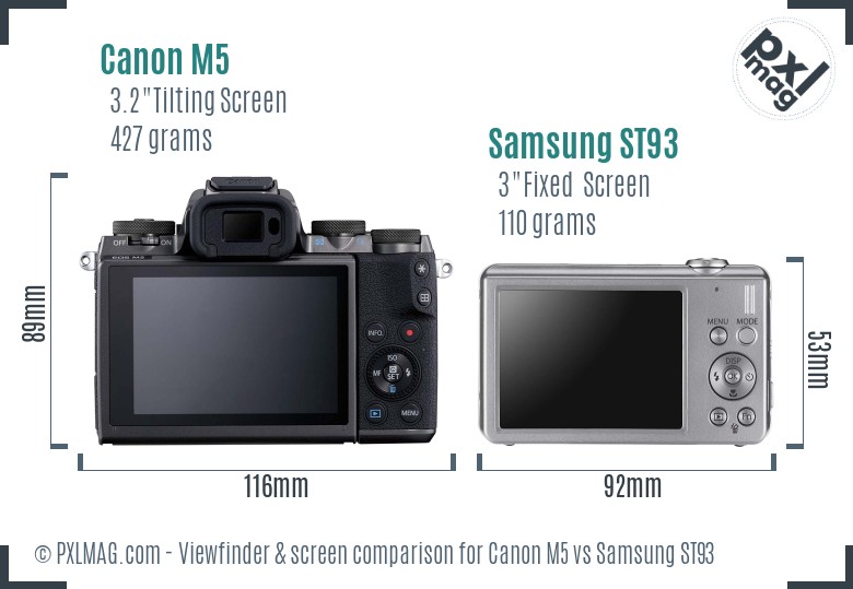 Canon M5 vs Samsung ST93 Screen and Viewfinder comparison