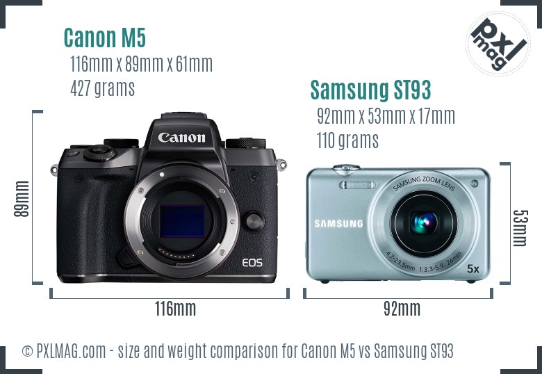 Canon M5 vs Samsung ST93 size comparison Canon M5 vs Samsung ST93 size comparison