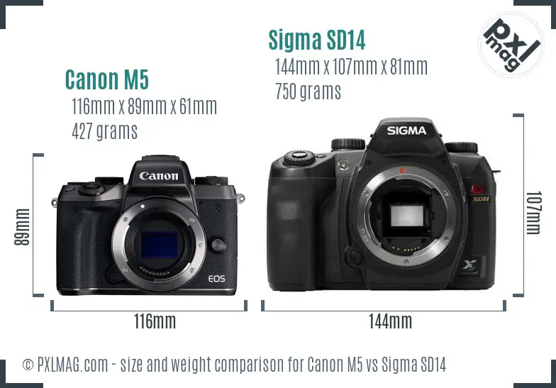 Canon M5 vs Sigma SD14 size comparison Canon M5 vs Sigma SD14 size comparison
