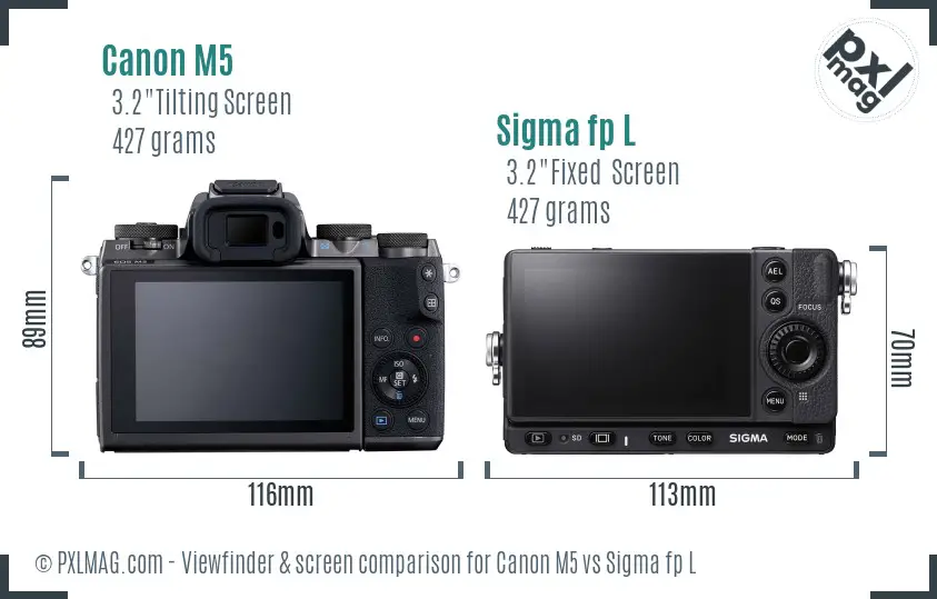 Canon M5 vs Sigma fp L Screen and Viewfinder comparison