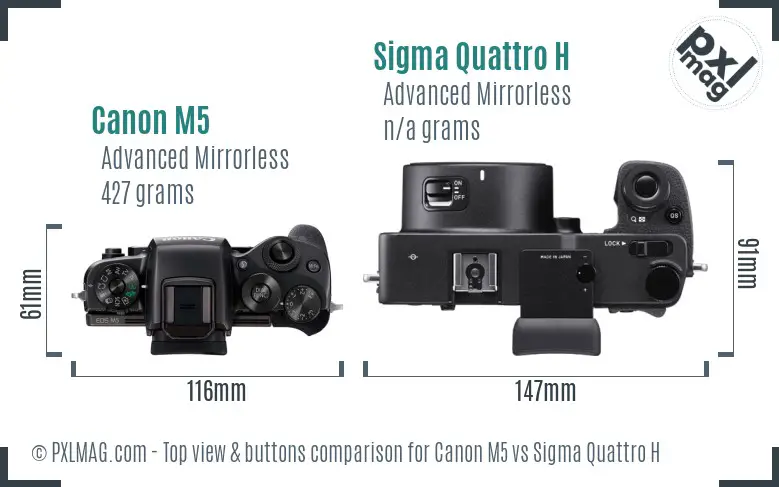 Canon M5 vs Sigma Quattro H top view buttons comparison