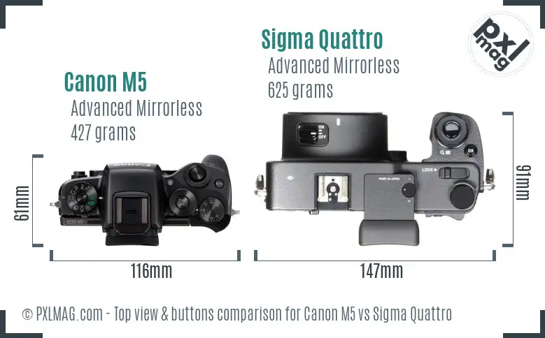 Canon M5 vs Sigma Quattro top view buttons comparison