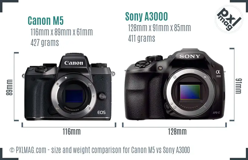 Canon M5 vs Sony A3000 size comparison Canon M5 vs Sony A3000 size comparison
