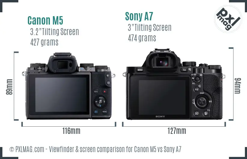 Canon M5 vs Sony A7 Screen and Viewfinder comparison