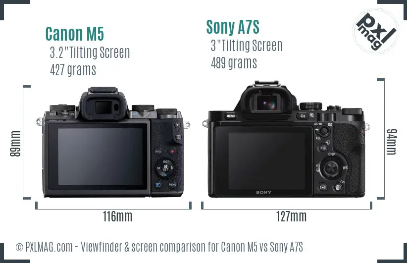 Canon M5 vs Sony A7S Screen and Viewfinder comparison