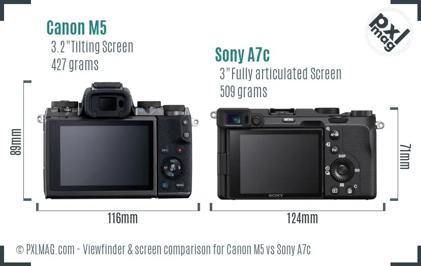 Canon M5 vs Sony A7c Screen and Viewfinder comparison