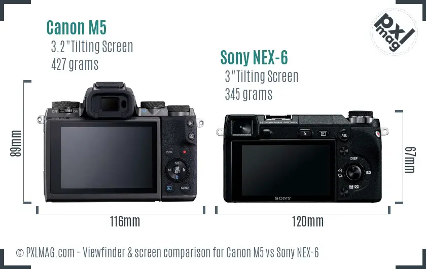 Canon M5 vs Sony NEX-6 Screen and Viewfinder comparison