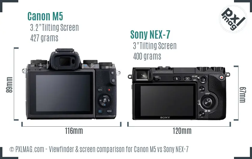 Canon M5 vs Sony NEX-7 Screen and Viewfinder comparison