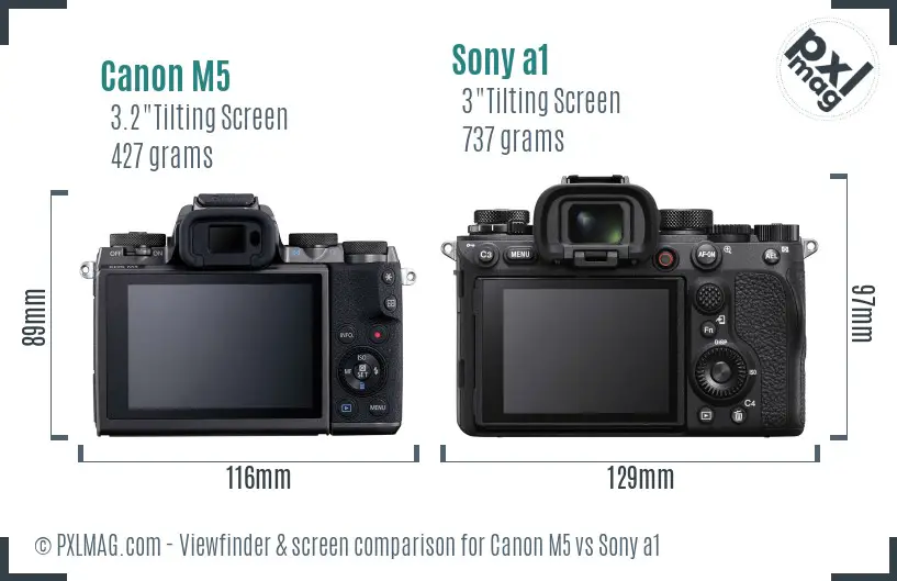 Canon M5 vs Sony a1 Screen and Viewfinder comparison