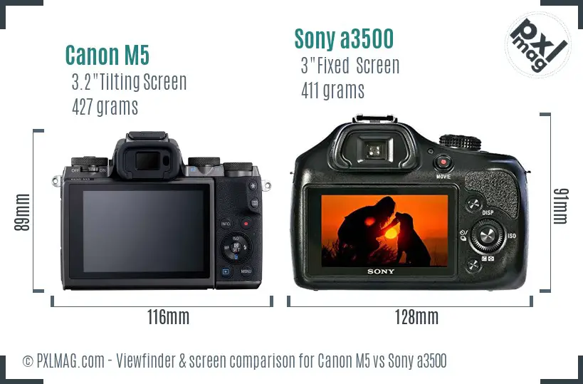 Canon M5 vs Sony a3500 Screen and Viewfinder comparison