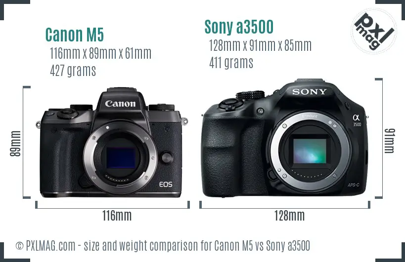 Canon M5 vs Sony a3500 size comparison