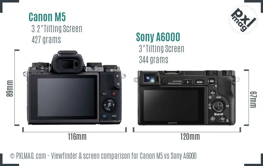 Canon M5 vs Sony A6000 Screen and Viewfinder comparison