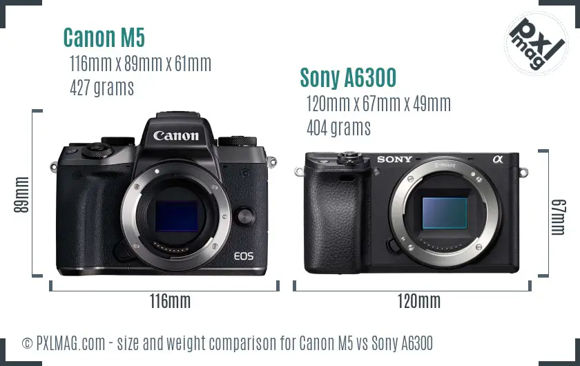 Canon M5 vs Sony A6300 size comparison Canon M5 vs Sony A6300 size comparison