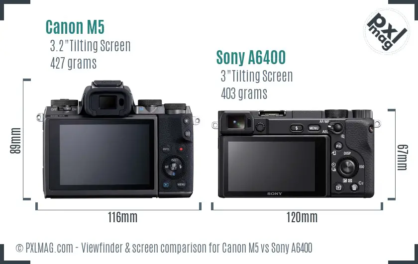 Canon M5 vs Sony A6400 Screen and Viewfinder comparison