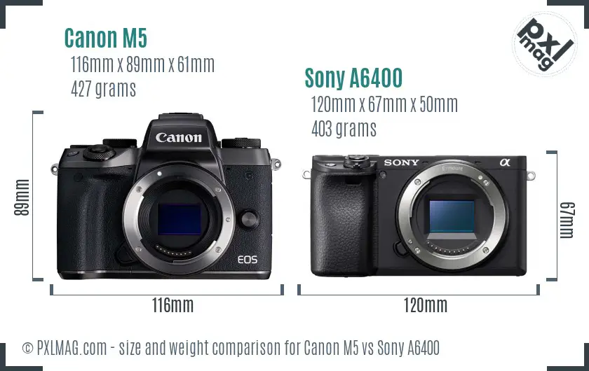 Canon M5 vs Sony A6400 size comparison