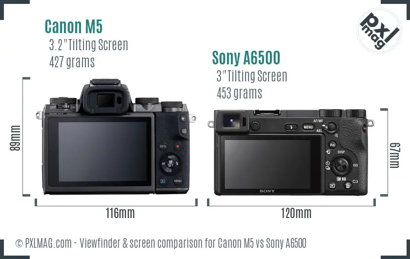 Canon M5 vs Sony A6500 Screen and Viewfinder comparison