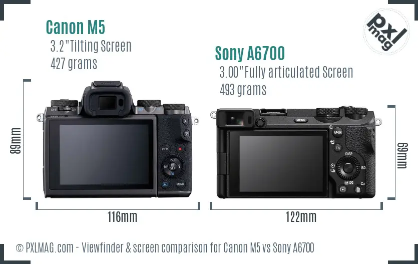 Canon M5 vs Sony A6700 Screen and Viewfinder comparison