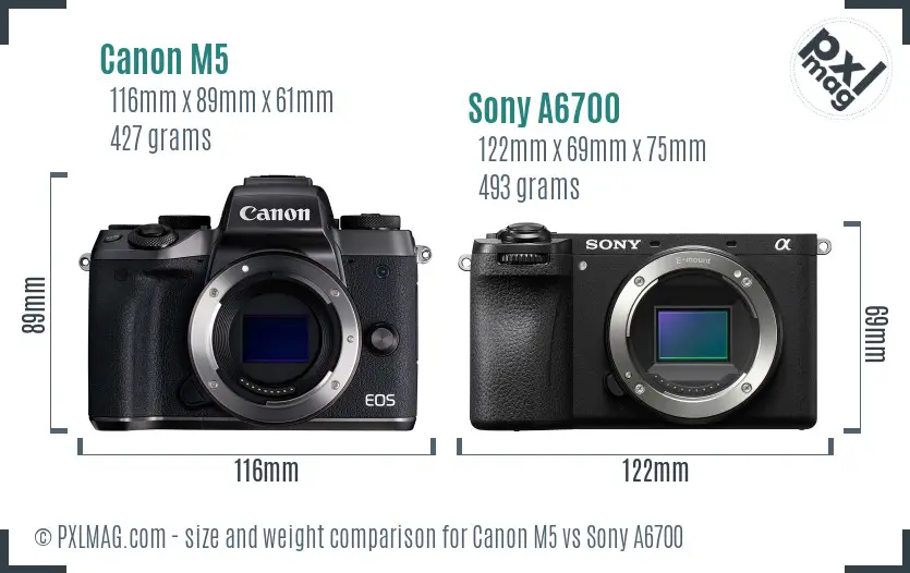 Canon M5 vs Sony A6700 size comparison