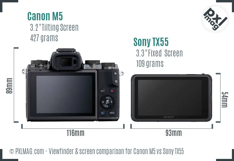 Canon M5 vs Sony TX55 Screen and Viewfinder comparison