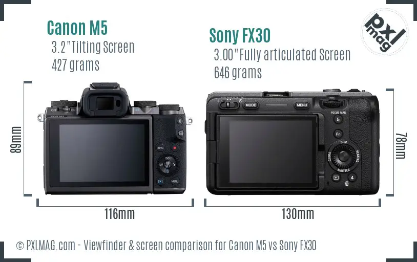 Canon M5 vs Sony FX30 Screen and Viewfinder comparison