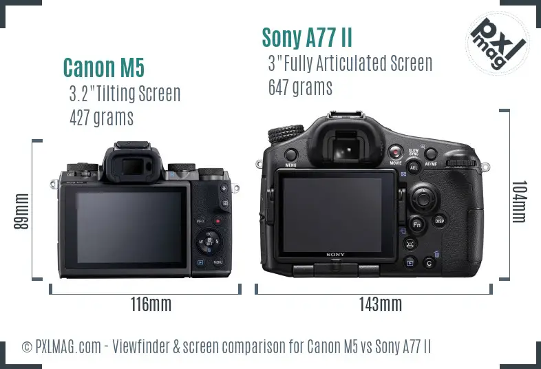 Canon M5 vs Sony A77 II Screen and Viewfinder comparison