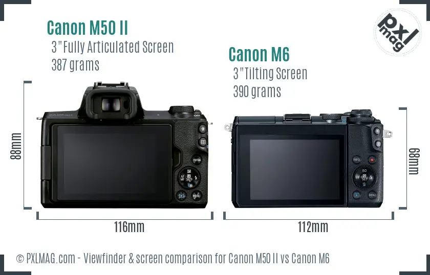 Canon M50 II vs Canon M6 Screen and Viewfinder comparison