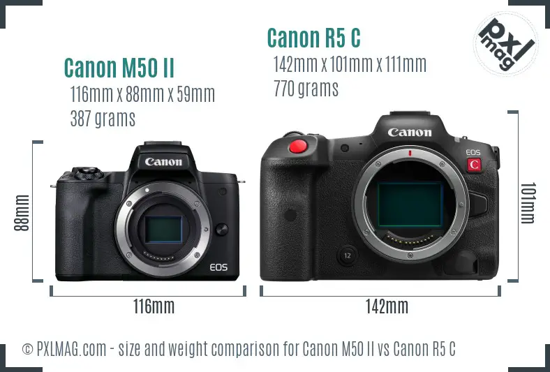 Canon M50 II vs Canon R5 C size comparison