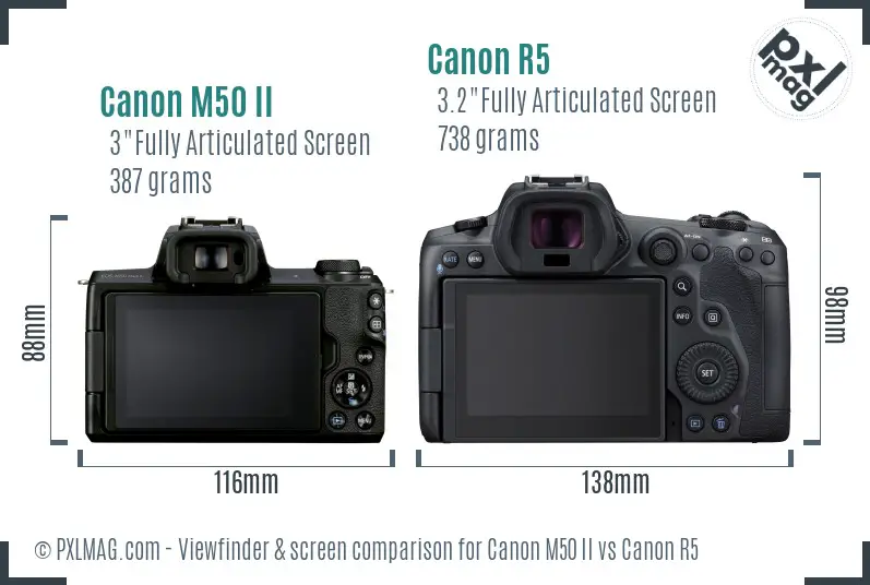 Canon M50 II vs Canon R5 Screen and Viewfinder comparison