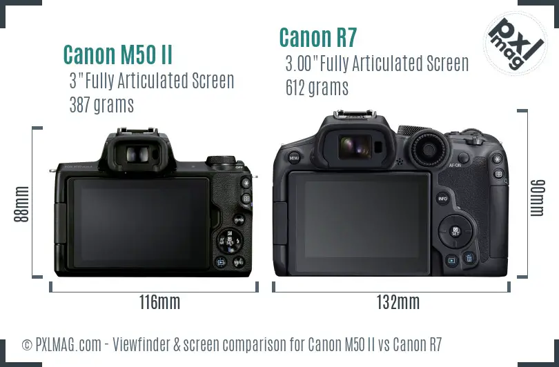 Canon M50 II vs Canon R7 Screen and Viewfinder comparison