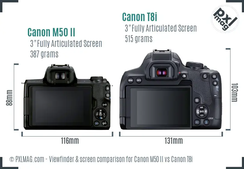 Canon M50 II vs Canon T8i Screen and Viewfinder comparison