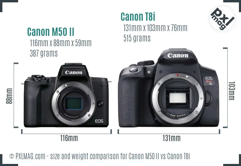Canon M50 II vs Canon T8i size comparison