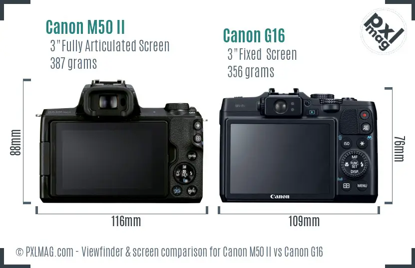 Canon M50 II vs Canon G16 Screen and Viewfinder comparison Canon M50 II vs Canon G16 Screen and Viewfinder comparison