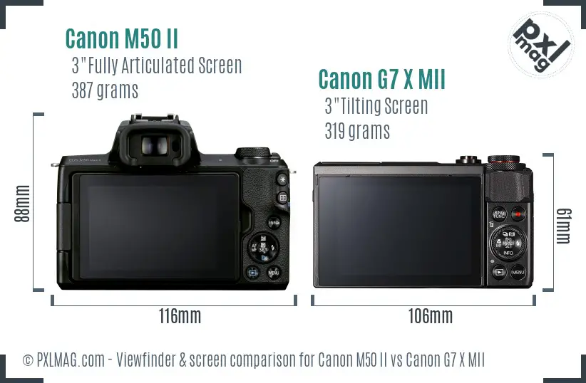 Canon M50 II vs Canon G7 X MII Screen and Viewfinder comparison Canon M50 II vs Canon G7 X MII Screen and Viewfinder comparison
