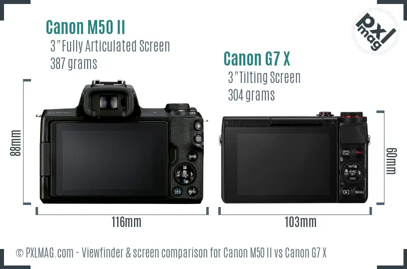 Canon M50 II vs Canon G7 X Screen and Viewfinder comparison Canon M50 II vs Canon G7 X Screen and Viewfinder comparison