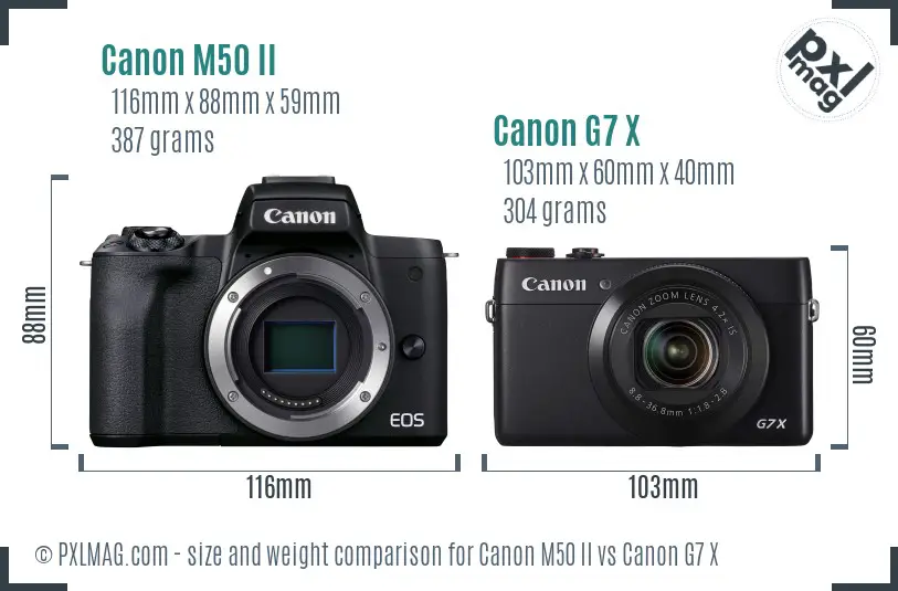 Canon M50 II vs Canon G7 X size comparison Canon M50 II vs Canon G7 X size comparison