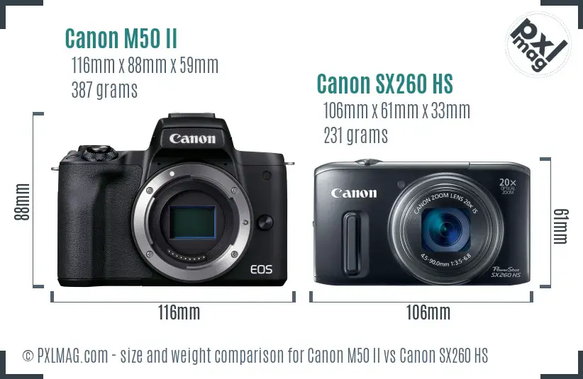 Canon M50 II vs Canon SX260 HS size comparison