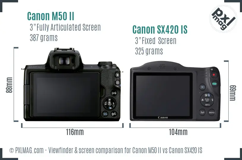 Canon M50 II vs Canon SX420 IS Screen and Viewfinder comparison Canon M50 II vs Canon SX420 IS Screen and Viewfinder comparison