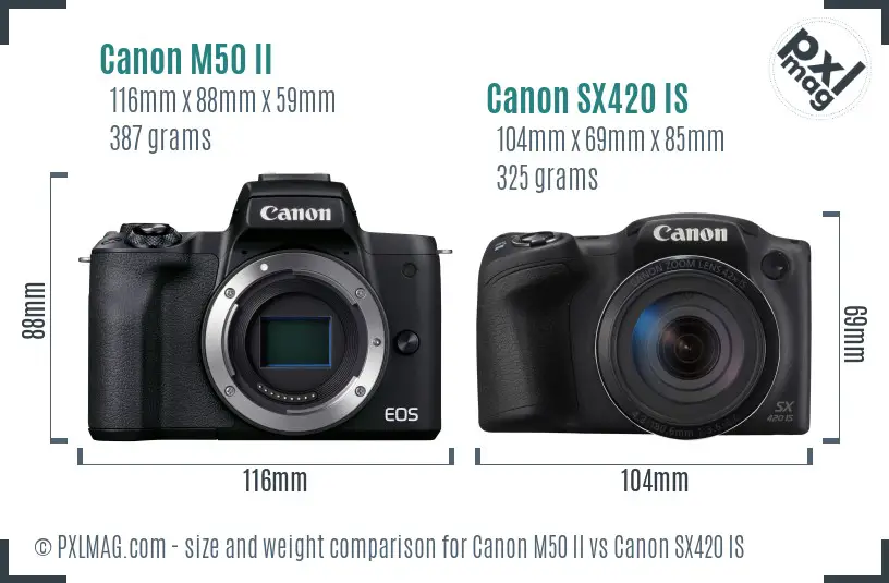 Canon M50 II vs Canon SX420 IS size comparison Canon M50 II vs Canon SX420 IS size comparison
