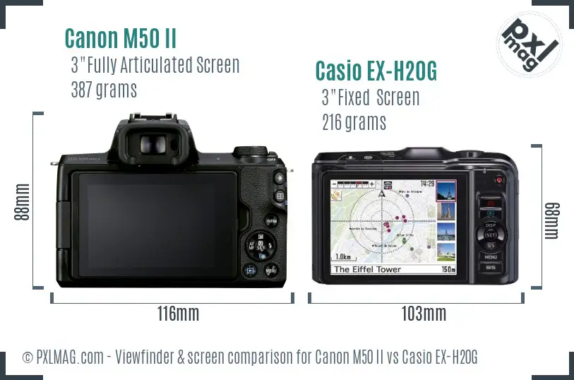 Canon M50 II vs Casio EX-H20G Screen and Viewfinder comparison