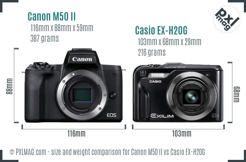 Canon M50 II vs Casio EX-H20G size comparison